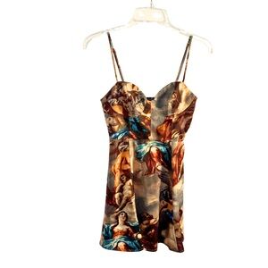 Urban Outfitters Cherub Artistic Print Mini Dress Size Small Milkmaid Party Cute